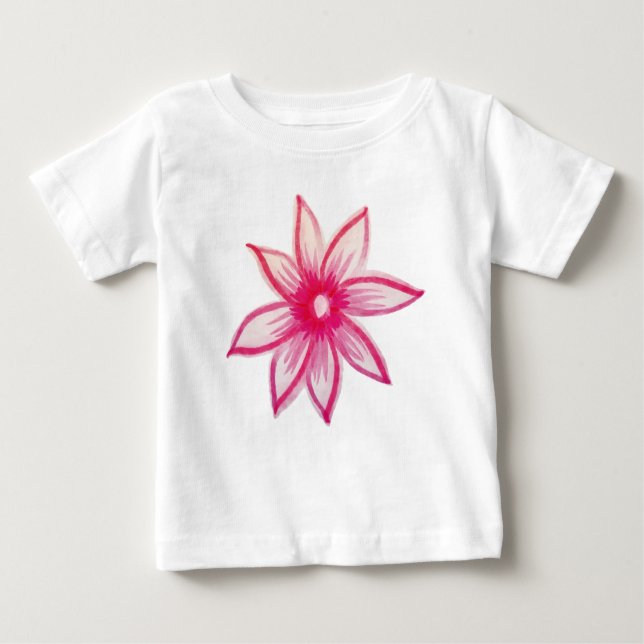 Camiseta Flor de Primavera desenhado à mão rosa (Frente)