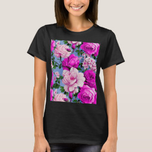 Camiseta Flor de Rosa Roxo Grande Retro