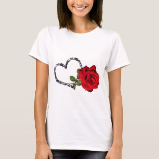 Camiseta flor de rosa vermelha