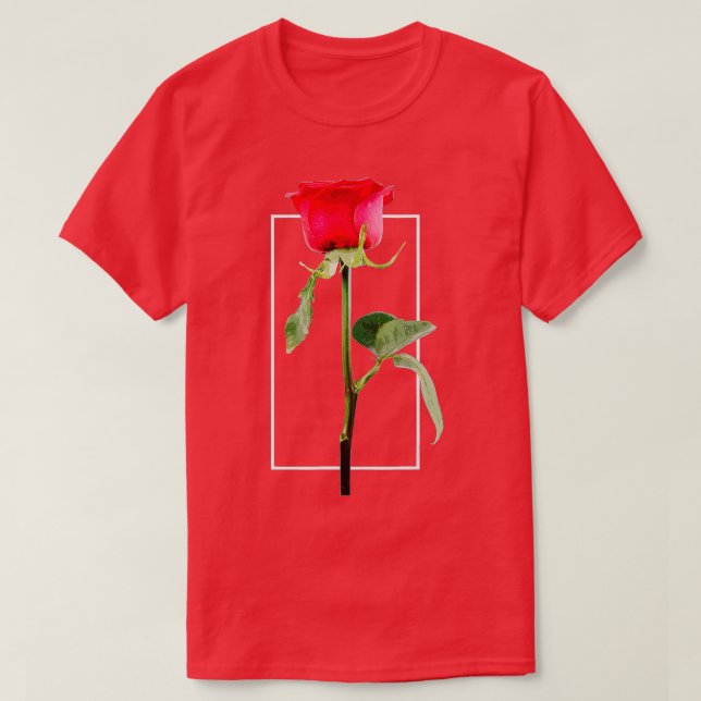 Camiseta Flor de rosa vermelha (2) (Frente do Design)