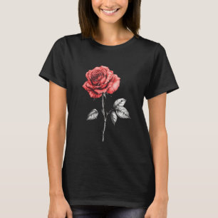 Camiseta Flor de Rosa Vermelha Botânico Jardim Flor Rosa