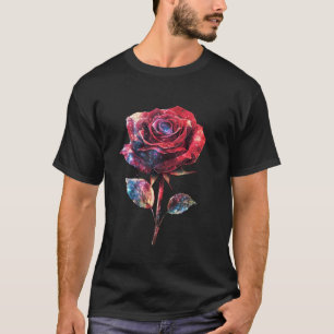 Camiseta Flor de Rosa Vermelha Botânico Jardim Flor Rosa Ve