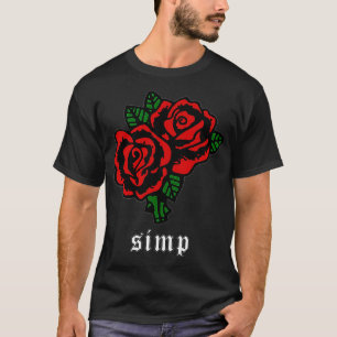 Camiseta Flor de Rosa vermelha estética de inclinação macia