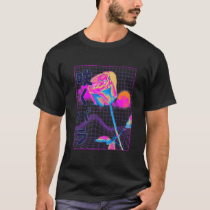 Camiseta Flor de Rosa vermelha Estética de Vaporwave Japonê