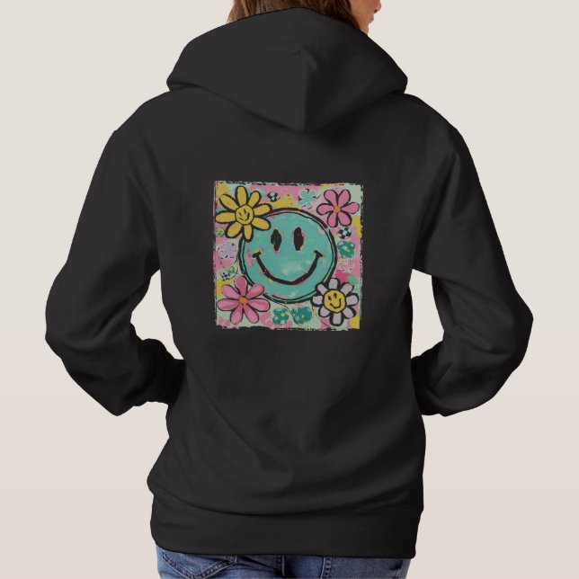 Camiseta Flor de Rosto Sorridente Retro (Verso)