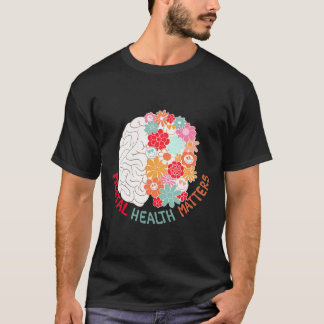 Camiseta Flor de Saúde Mental Cérebro Conscientização e Pre