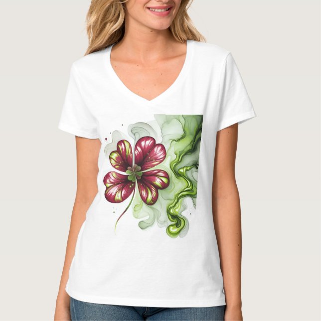 CAMISETA FLOR DE TREVO ROXO (Frente)