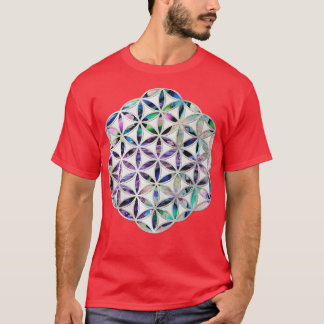 Camiseta Flor de vida Concha de Abalone em pérolas
