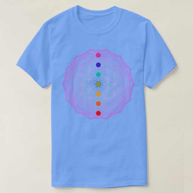 Camiseta Flor de vida rosa (Frente do Design)