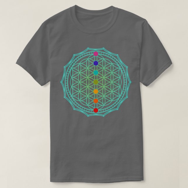 Camiseta Flor de vida verde 1 (Frente do Design)