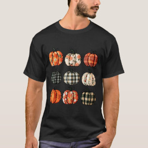 Camiseta Flor de Xadrez de Ação de Graças de Abóbora de Out