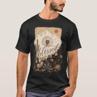 Camiseta Flor Desértica Selvagem Abençoada Botânica Vintage