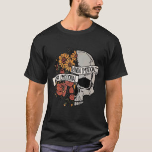 Camiseta Flor do crânio Tipo Emocional Tipo Sem Emoção