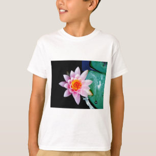 Camiseta Flor do lírio de água dos lótus do rosa quente 