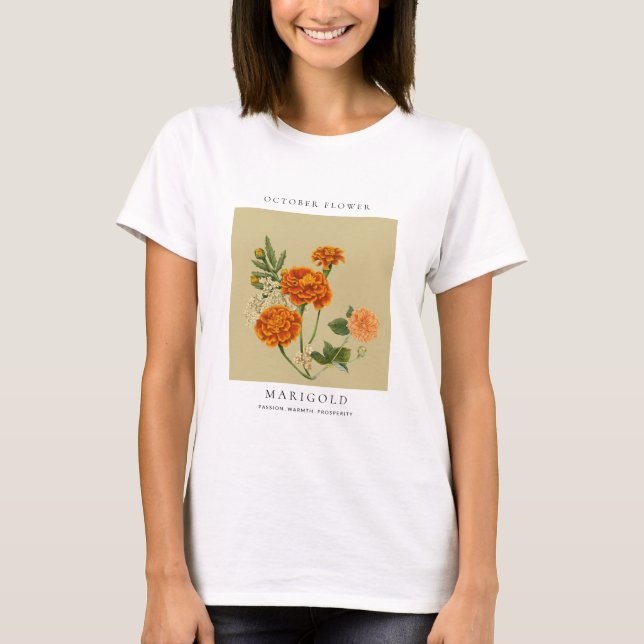 Camiseta Flor do Mês de Nascimento de Outubro (Frente)