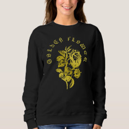 Camiseta Flor Dourada – Design Luxuoso no Estilo Bordado