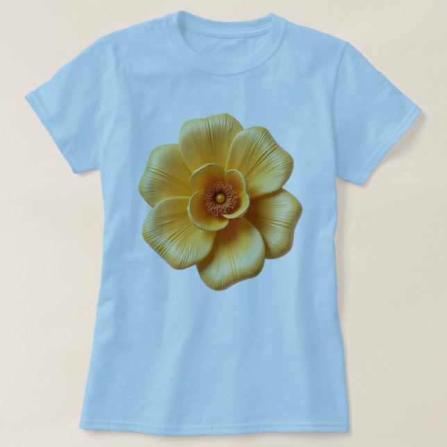 Camiseta Flor Elegante Dourada-Amarela (Frente do Design)