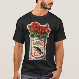 Camiseta FLOR EM LATA DE PEIXE SARDINHA - Margarida Vermelh