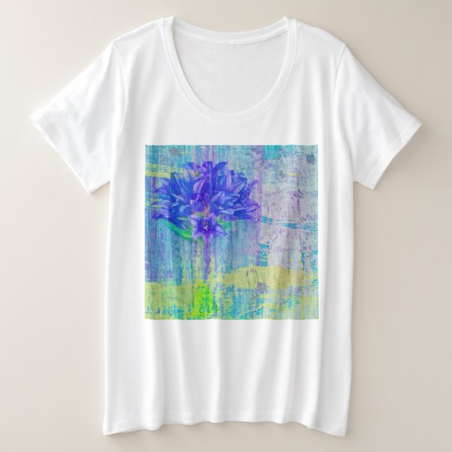 Camiseta Flor em Violeta Azul (Frente do Design)