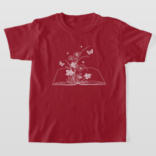 Camiseta Flor Estético De Livro Floral
