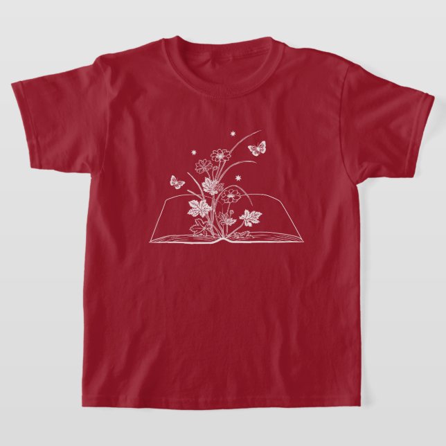 Camiseta Flor Estético De Livro Floral (Postura )