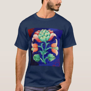 CAMISETA FLOR ESTILIZADO/PINCO VERMELHO VERDE AZUL FLORAL