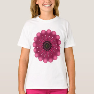 Camiseta Flor Fantasia Rosa Brilhante Floral Neon Abstrat