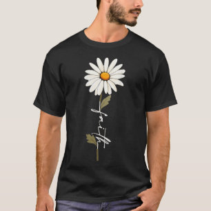 Camiseta Flor Fé Deus Escrita Cursiva Jesus Cruz Arte O
