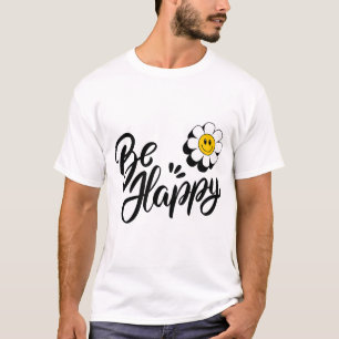 Camiseta Flor Feliz Simples - Design de Sorriso Vibrações P