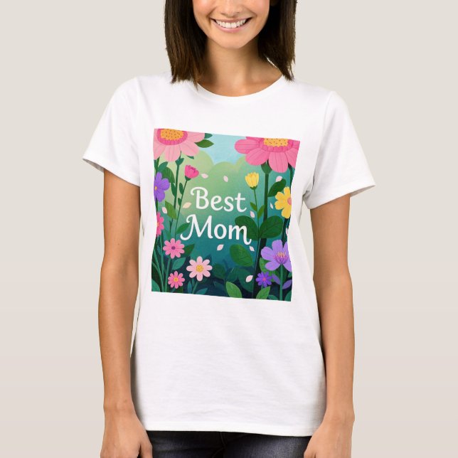 Camiseta Flor Floral Melhor Jardim Mãe (Frente)