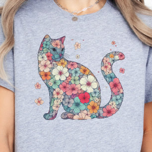 Camiseta Flor, Flores e Gatos, Flores, Gatos