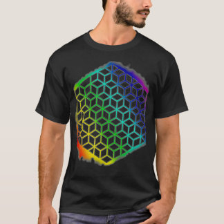 Camiseta Flor geométrica sagrada da vida Cubes Mandala Patt