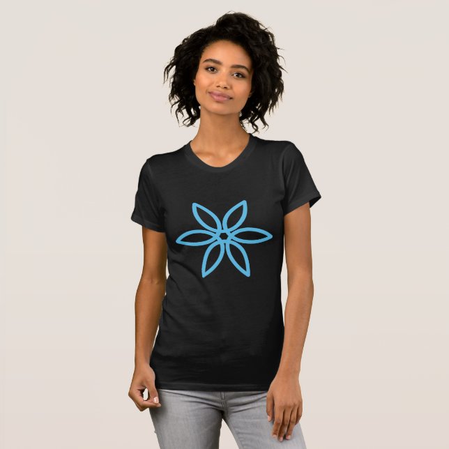 Camiseta Flor Geométrico 02 - Azul-Céu (Frente Completa)
