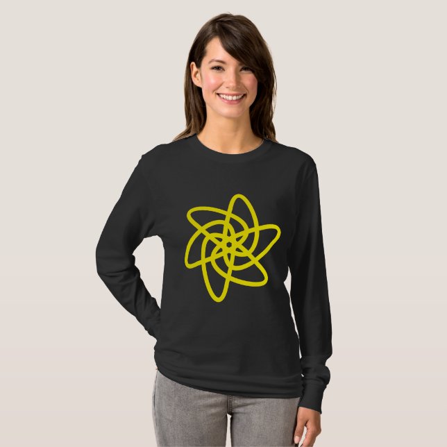 Camiseta Flor Geométrico 05 - Amarelo (Frente Completa)