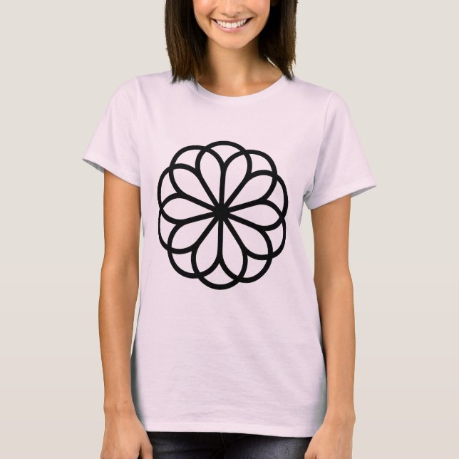 Camiseta Flor Geométrico 06 - Preto (Frente)