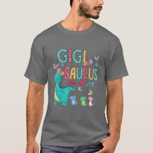 Camiseta Flor Gigisaurus Brilhante Dinossauro Mãe