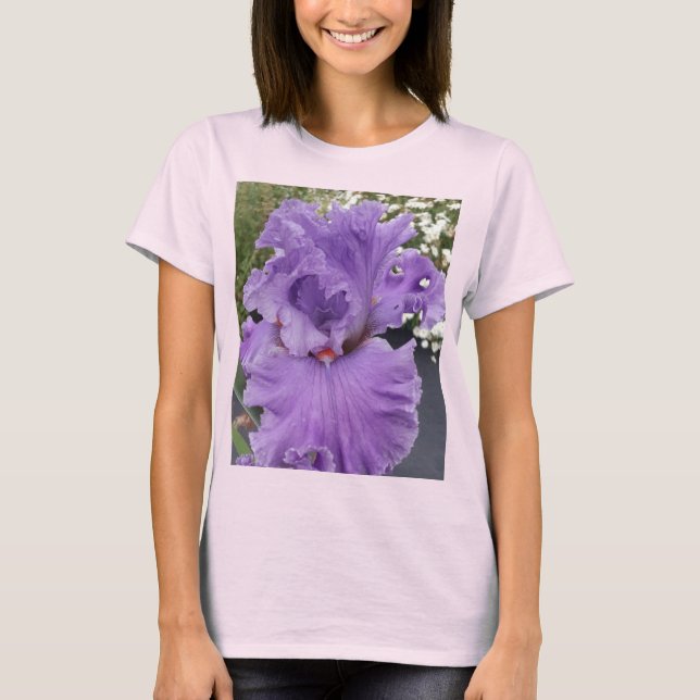 Camiseta Flor Iris Flores Roxo Lavanda Lilás Floral (Frente)