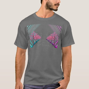 Camiseta Flor japonês Sakura Tree Vaporwave Cherry B, 80 an