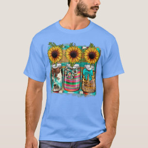 Camiseta Flor Jar Sunflower Jar Western Cowhow Lepard V