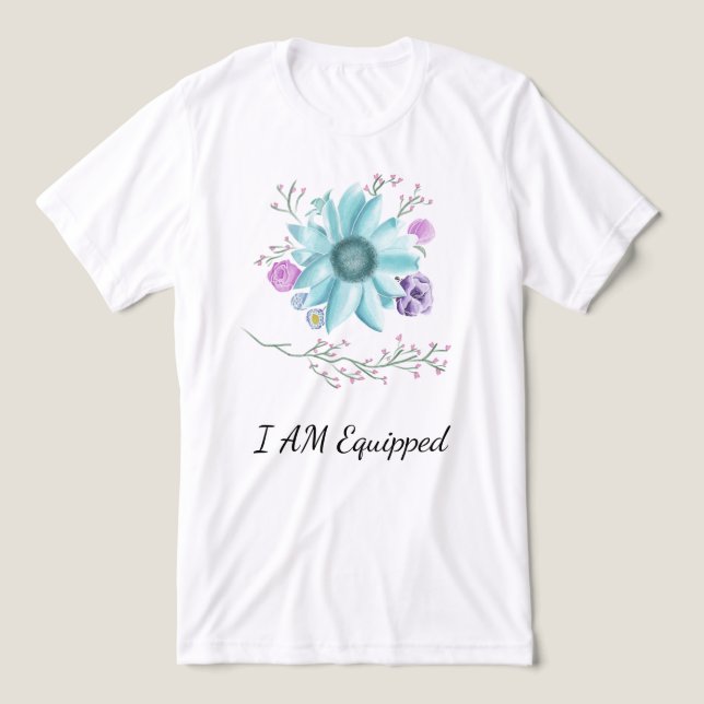 Camiseta Flor lacrimogênea com eu estou equipada (Design frontal)