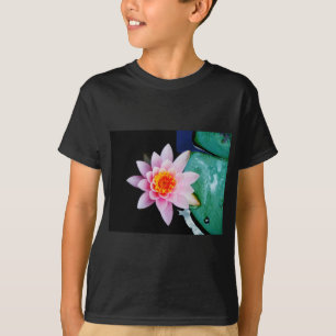 Camiseta Flor lírio de água, rosa quente e lótus laranja