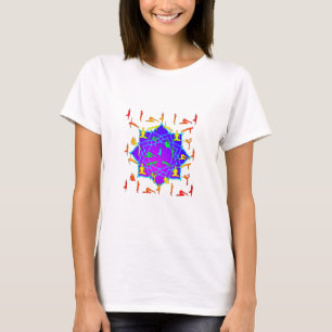Camiseta Flor Lotus Com Yoga Poses