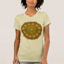 Camiseta Flor Mandala com tons brilhantes de amarelo