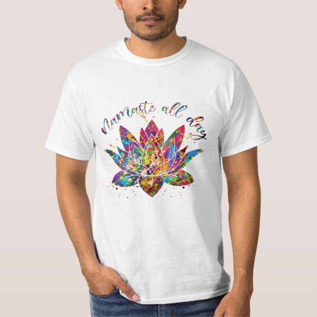 Camiseta Flor Namaste Yoga Watercolor (Frente)