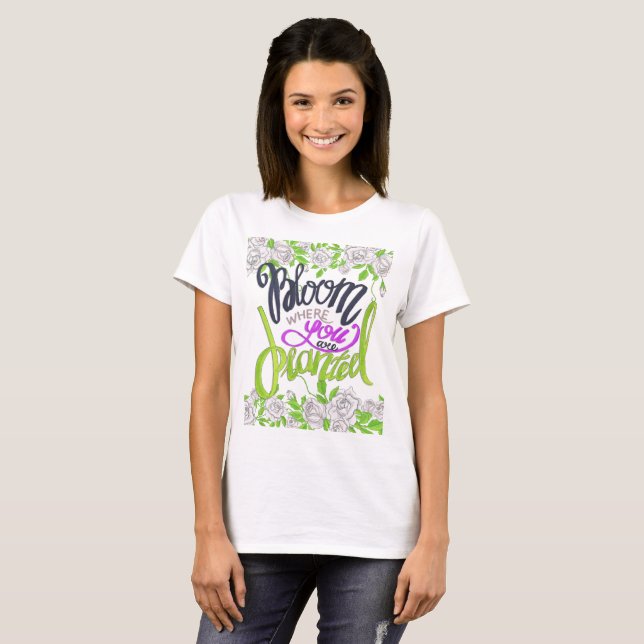 Camiseta Flor onde você é plantado (Frente Completa)