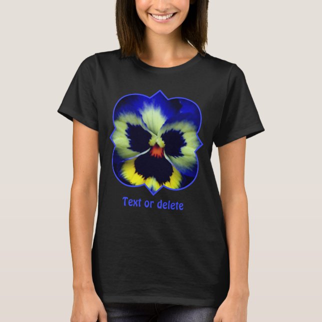 Camiseta Flor Pansy Azul Ousada Personalizada (Frente)