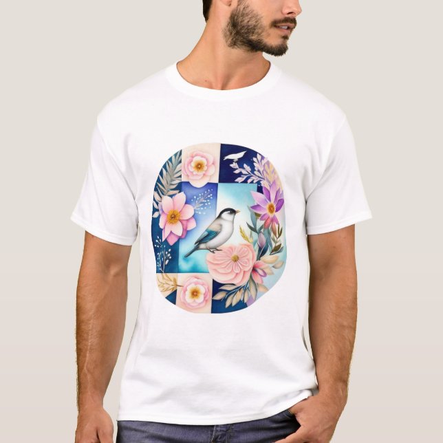 Camiseta Flor & Pássaro  (Frente)