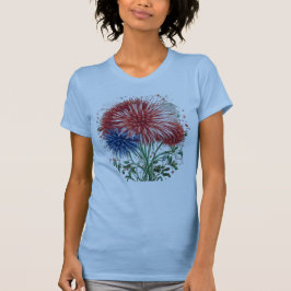 Camiseta Flor Patriótico de Bombeiros Quarto de julho