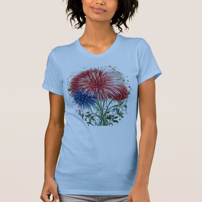 Camiseta Flor Patriótico de Bombeiros Quarto de julho (Frente)