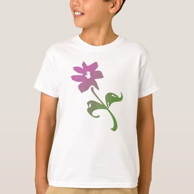 Camiseta Flor poética rosa e verde (Frente)